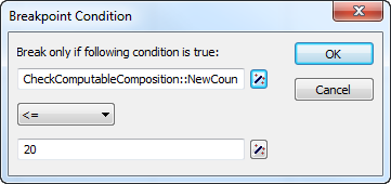 The **Breakpoint Condition** dialog box
