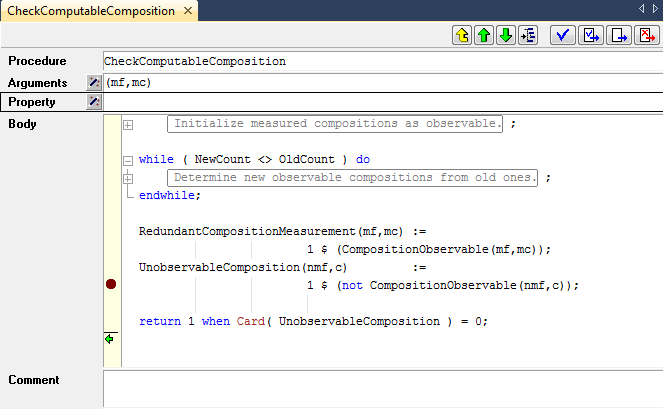 Setting a breakpoint in a procedure body