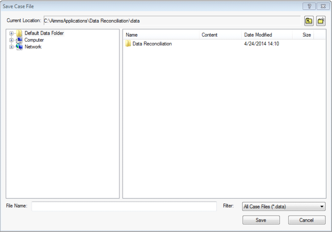 The **Save Case File** dialog box