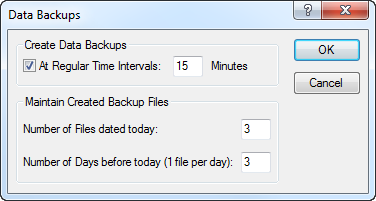 The **Data Backup** dialog box