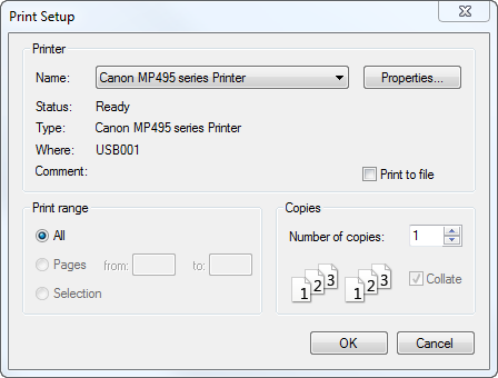 The **Print Setup** dialog box