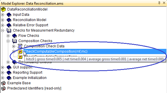 Observing profiling information through a tooltip