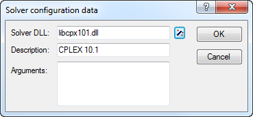The **Solver Configuration Data** dialog box