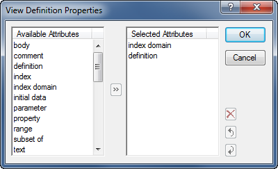 **View Definition Properties** dialog box