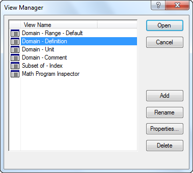 The **View Manager** dialog box